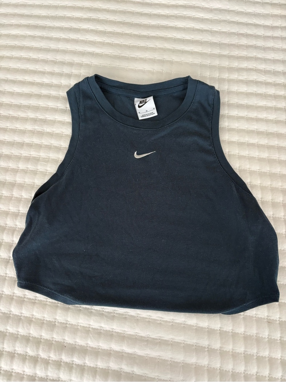 Nike Dark Navy Cropped Tank Top with White Swoosh